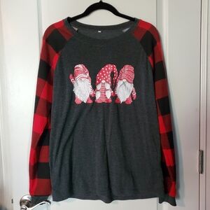 Festive winter holiday gnome womens long sleeved tee